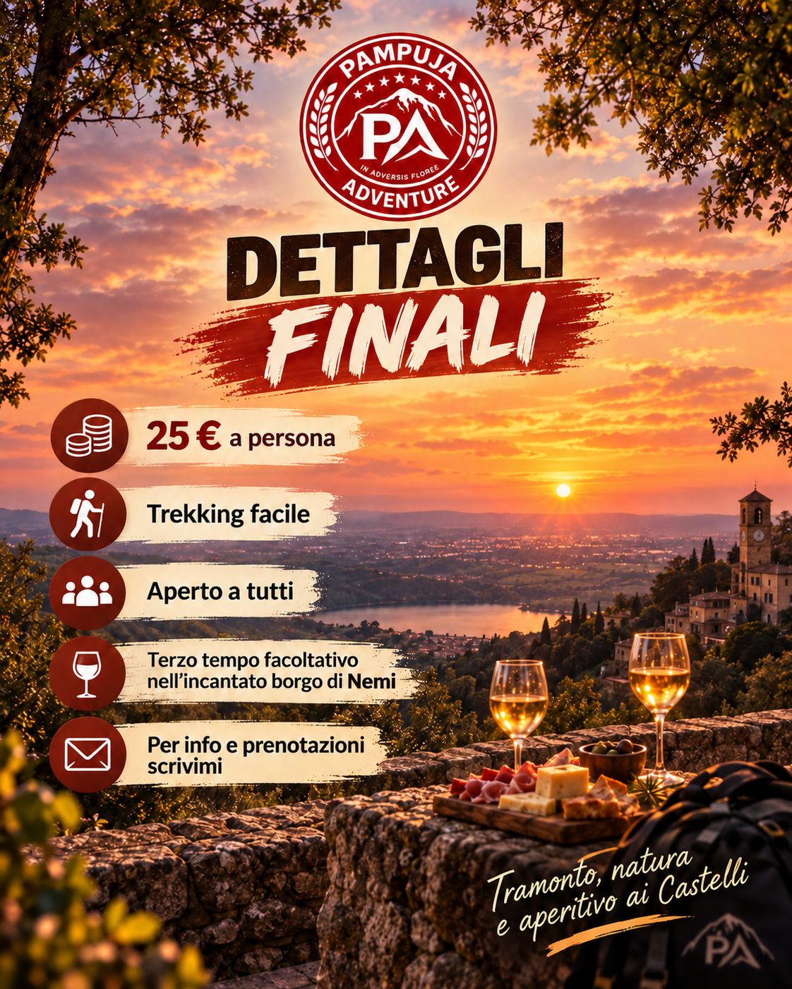 APERITIVO E TRAMONTO AI CASTELLI🍷🌄(TREKKING)